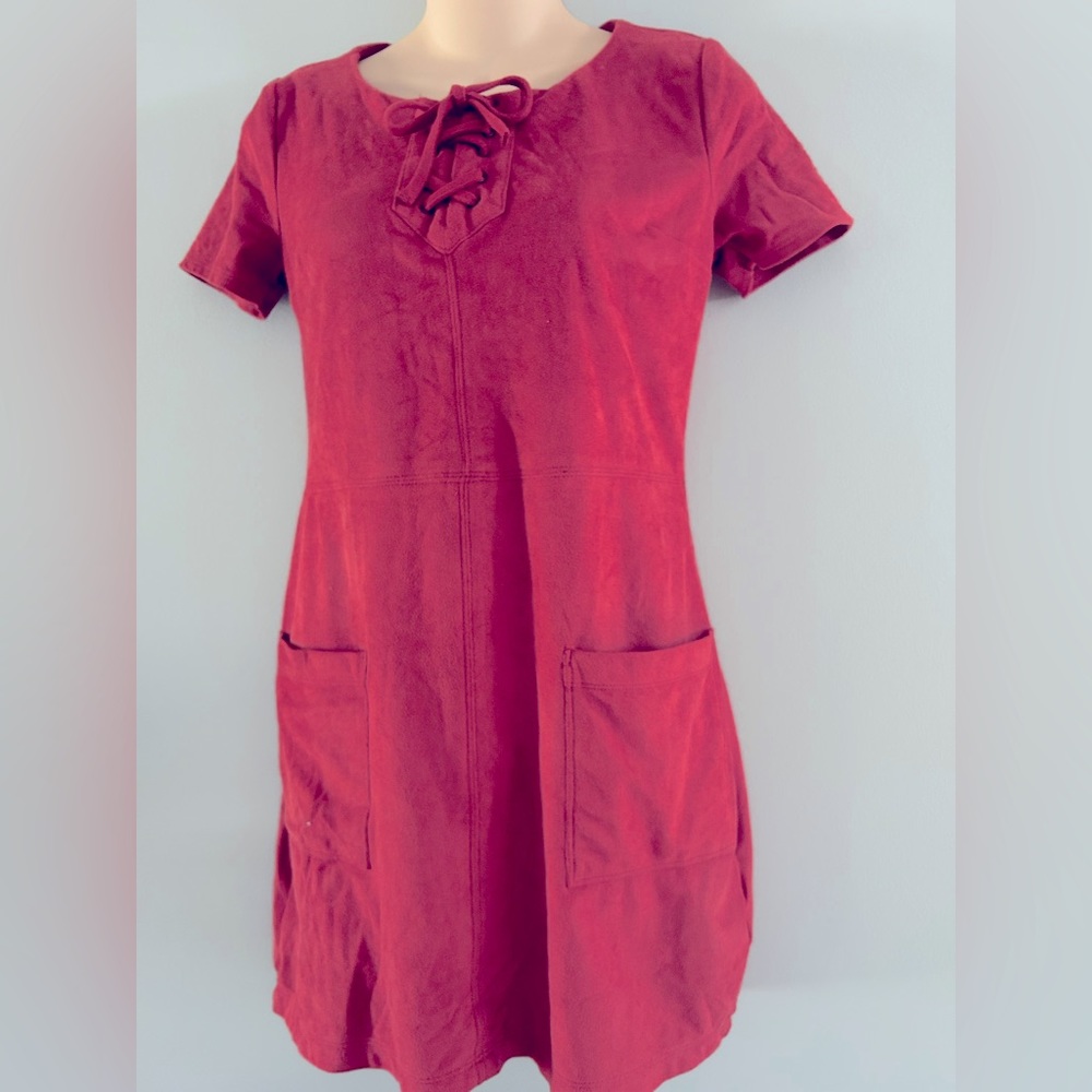 Womens Ladies Hollister rose color suede mini dress size xs‎